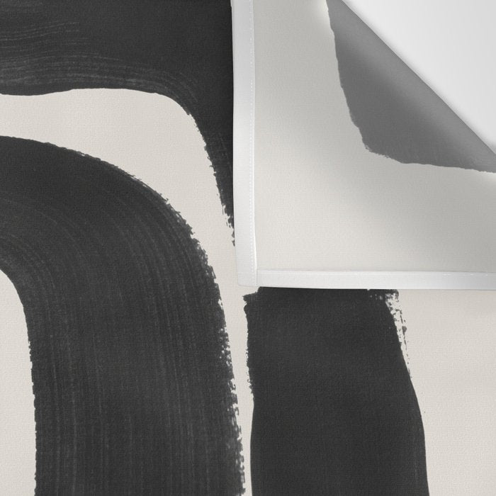 Black Ink Paint Brush Strokes Abstract Organic Pattern Mid Century Style Wall Tapestry Gallery Image 3