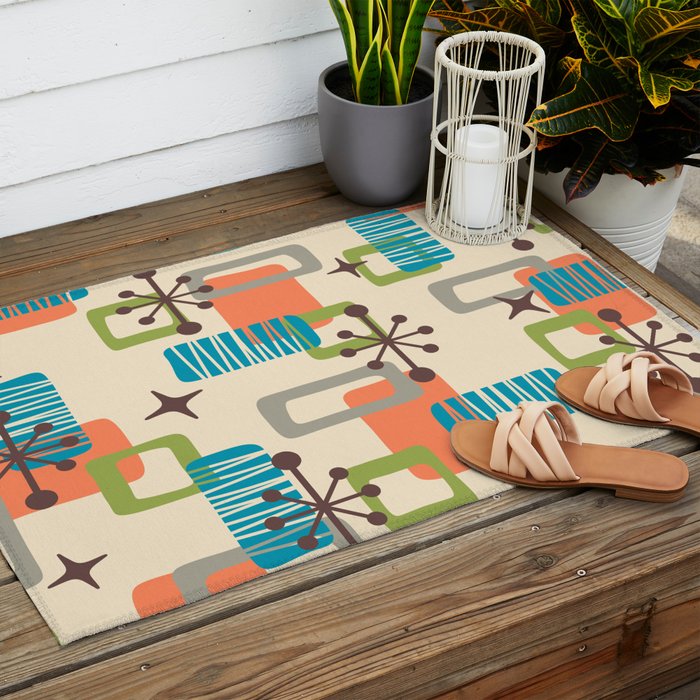 Mid Century Modern Atomic Decoration 243 Kitsch Outdoor Rug Gallery Image 2