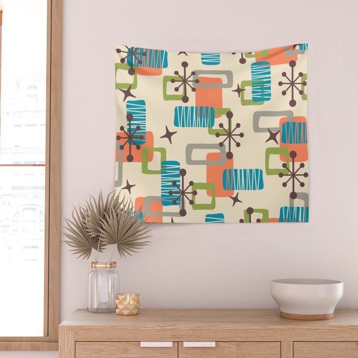 Mid Century Modern Atomic Decoration 243 Kitsch Wall Tapestry Gallery Image 2