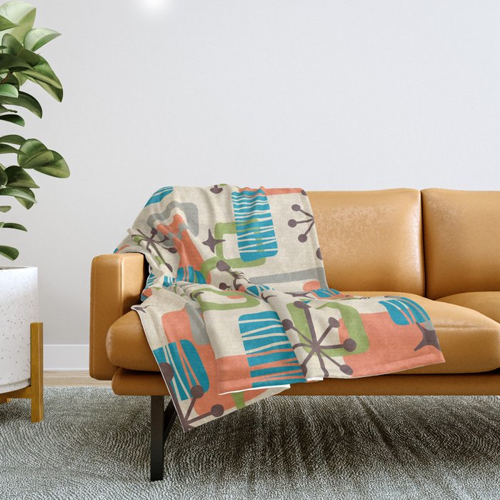 Mid Century Modern Atomic Decoration 243 Kitsch Throw Blanket Gallery Image 1