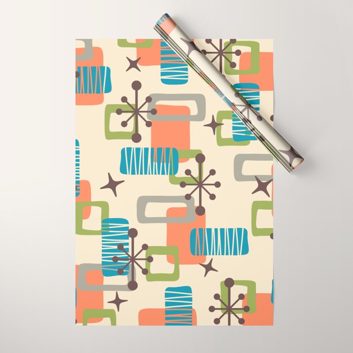 Mid Century Modern Atomic Decoration 243 Kitsch Wrapping Paper Gallery Image 1
