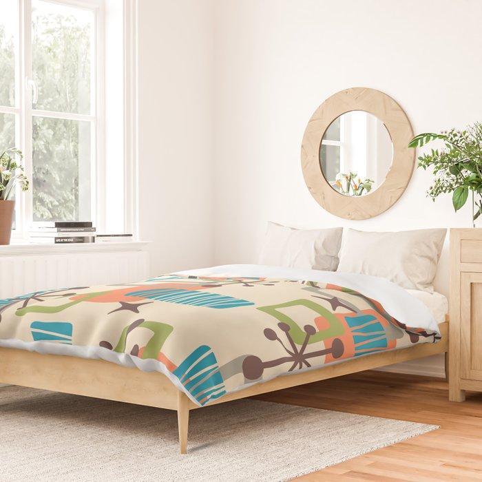 Mid Century Modern Atomic Decoration 243 Kitsch Duvet Cover Gallery Image 2