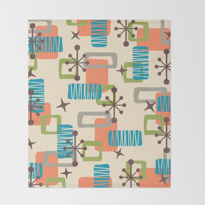 Mid Century Modern Atomic Decoration 243 Kitsch Throw Blanket Gallery Image 2