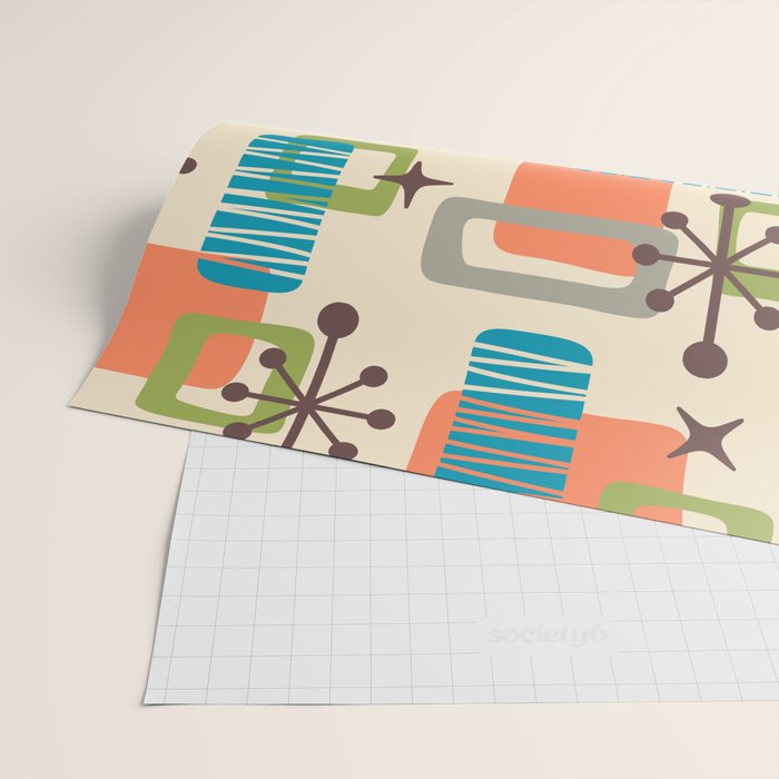 Mid Century Modern Atomic Decoration 243 Kitsch Wrapping Paper Gallery Image 2