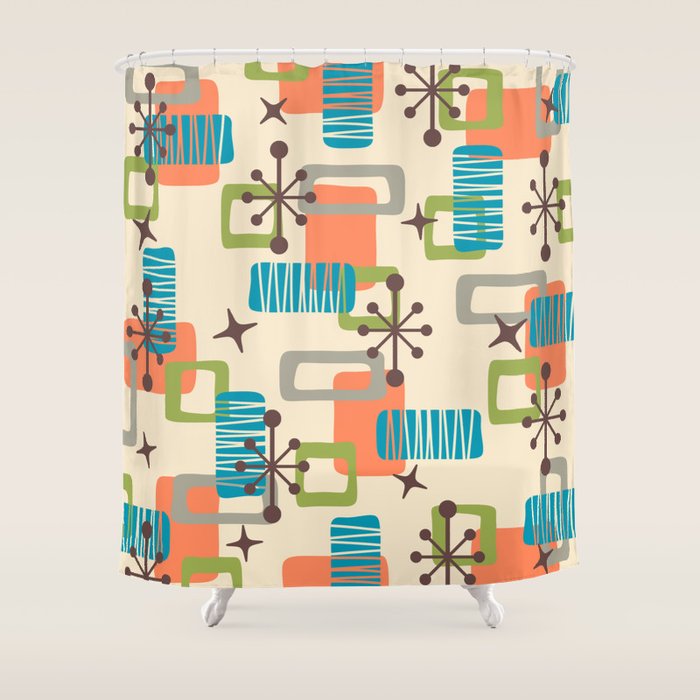 Mid Century Modern Atomic Decoration 243 Kitsch Shower Curtain Gallery Image 1