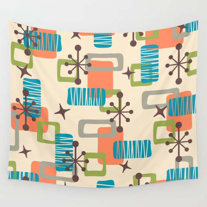 Mid Century Modern Atomic Decoration 243 Kitsch Wall Tapestry Gallery Image 4