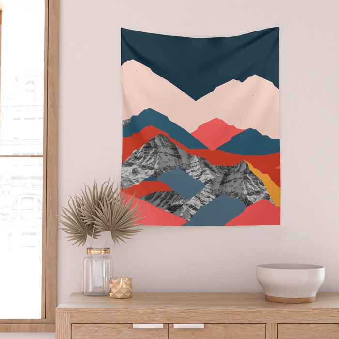 Graphic Mountains X Wall Tapestry Gallery Image 2