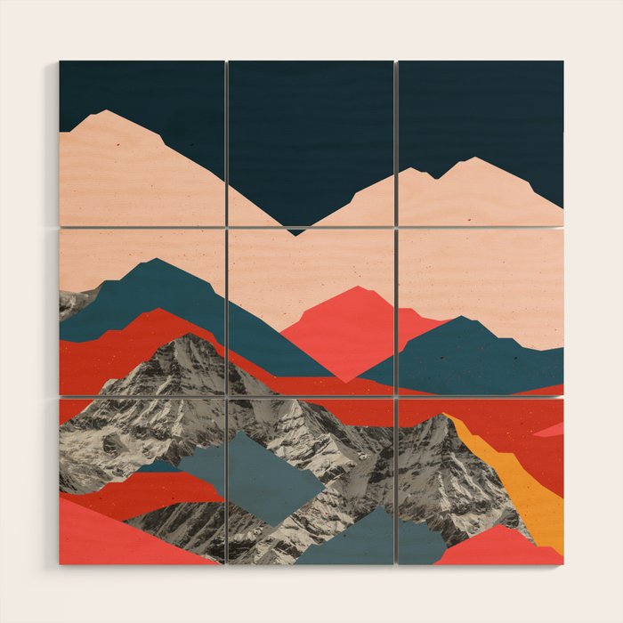 Graphic Mountains X Wood Wall Art Gallery Image 1
