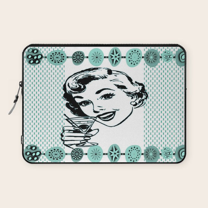 Mid-Century Modern Art Cocktail Teal Laptop Sleeve Gallery Image 1