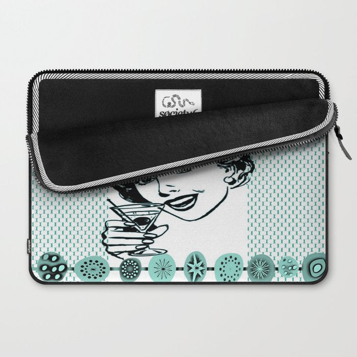 Mid-Century Modern Art Cocktail Teal Laptop Sleeve Gallery Image 2