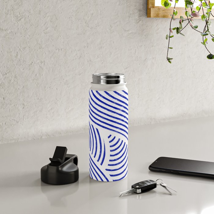 blue summer lines Water Bottle Gallery Image 4
