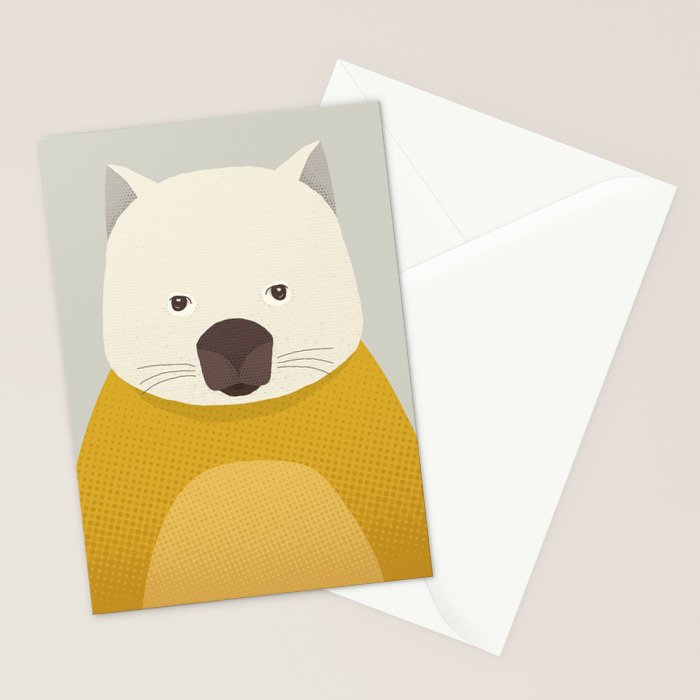 Whimsy Wombat, Animal Portrait Stationery Card Gallery Image 2