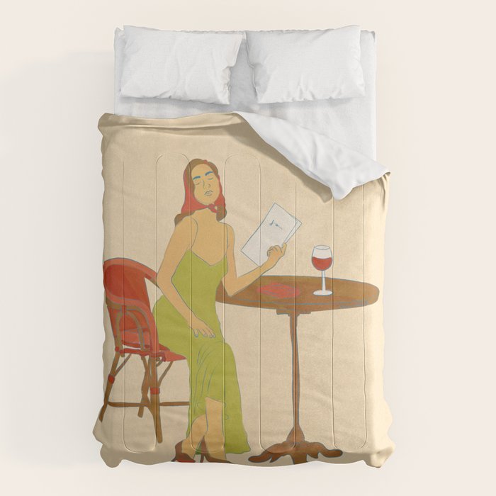 Woman at a Cafe in Rome Comforter Gallery Image 6