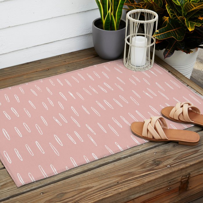 Boho Raindrops Pink Outdoor Rug Gallery Image 2