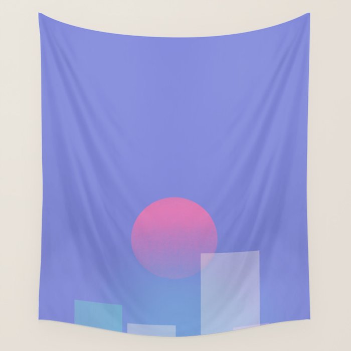 Abstract geometric pixel city 6 Wall Tapestry Gallery Image 4