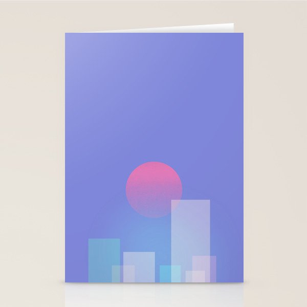 Abstract geometric pixel city 6 Stationery Card Gallery Image 2