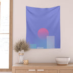 Abstract geometric pixel city 6 Wall Tapestry Gallery Image 2