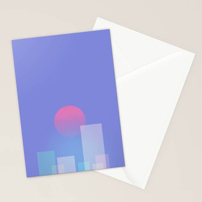 Abstract geometric pixel city 6 Stationery Card Gallery Image 2