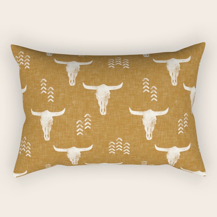 desert skulls - southwest cow skull - gold Rectangular Pillow Gallery Image 2