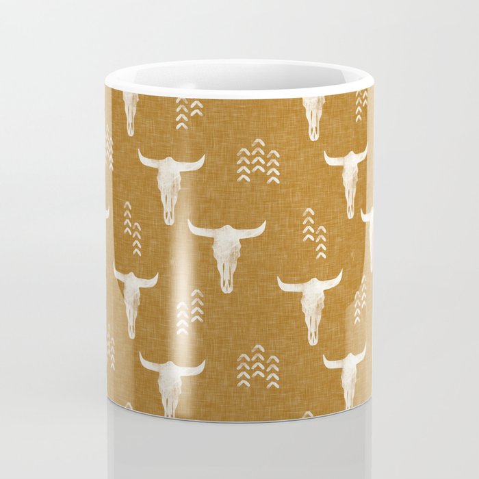 desert skulls - southwest cow skull - gold Coffee Mug Gallery Image 4