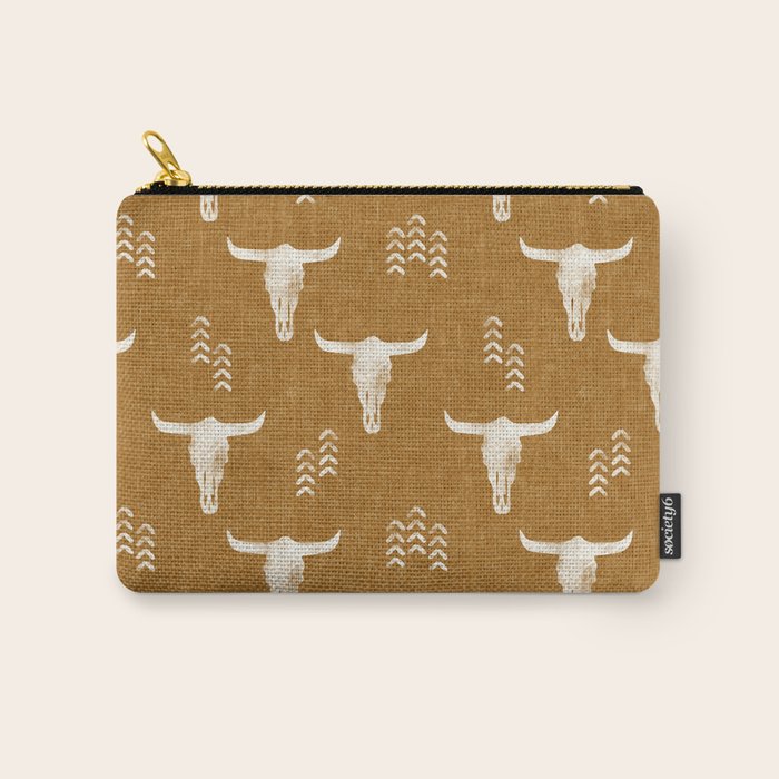 desert skulls - southwest cow skull - gold Carry All Pouch Gallery Image 1
