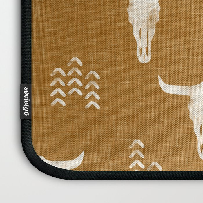 desert skulls - southwest cow skull - gold Laptop Sleeve Gallery Image 3