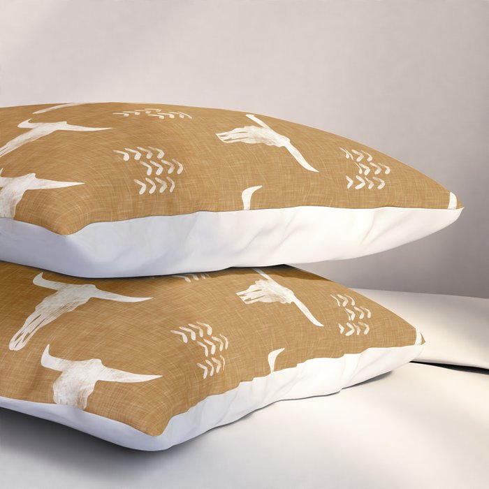 desert skulls - southwest cow skull - gold Pillow Sham Gallery Image 3