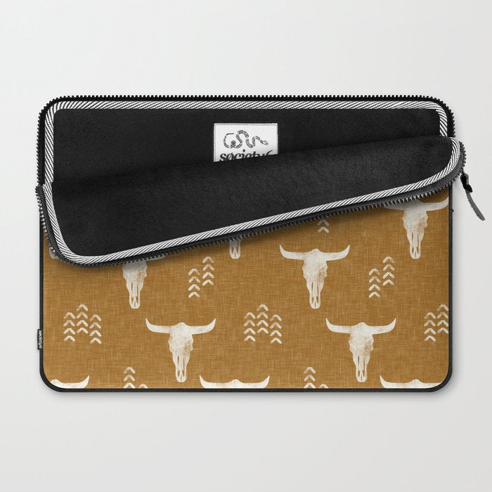 desert skulls - southwest cow skull - gold Laptop Sleeve Gallery Image 2