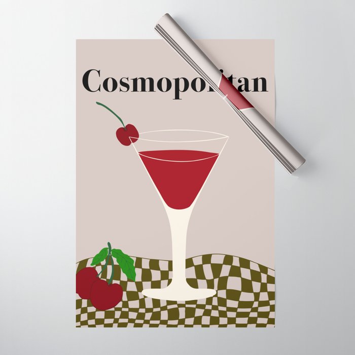 Cosmopolitan Cocktail Wrapping Paper Gallery Image 1