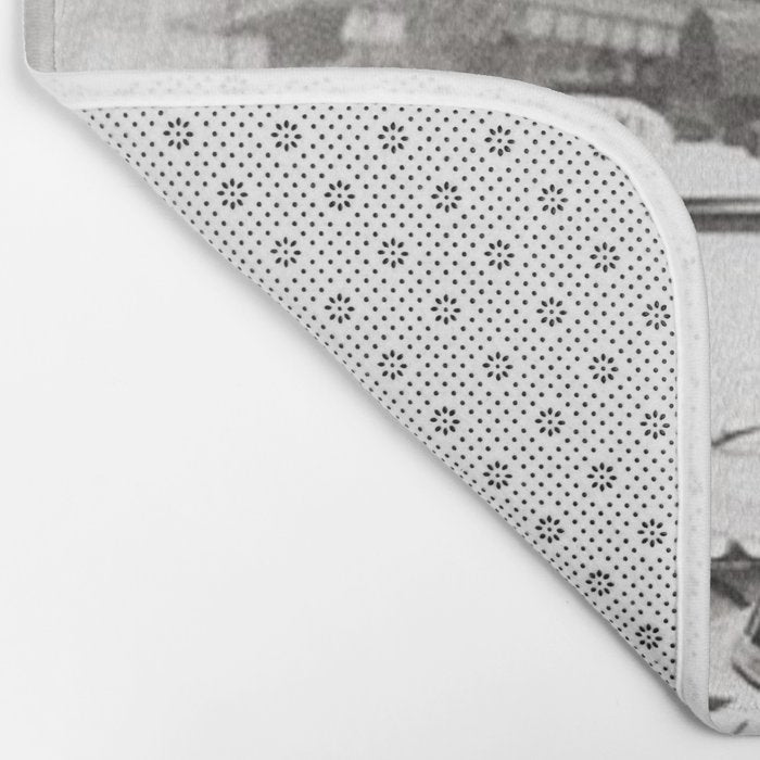 Perfect Pink Bubble Gum Llama taking a New York Taxi black and white photograph Bath Mat Gallery Image 2