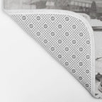 Perfect Pink Bubble Gum Llama taking a New York Taxi black and white photograph Bath Mat Gallery Image 2