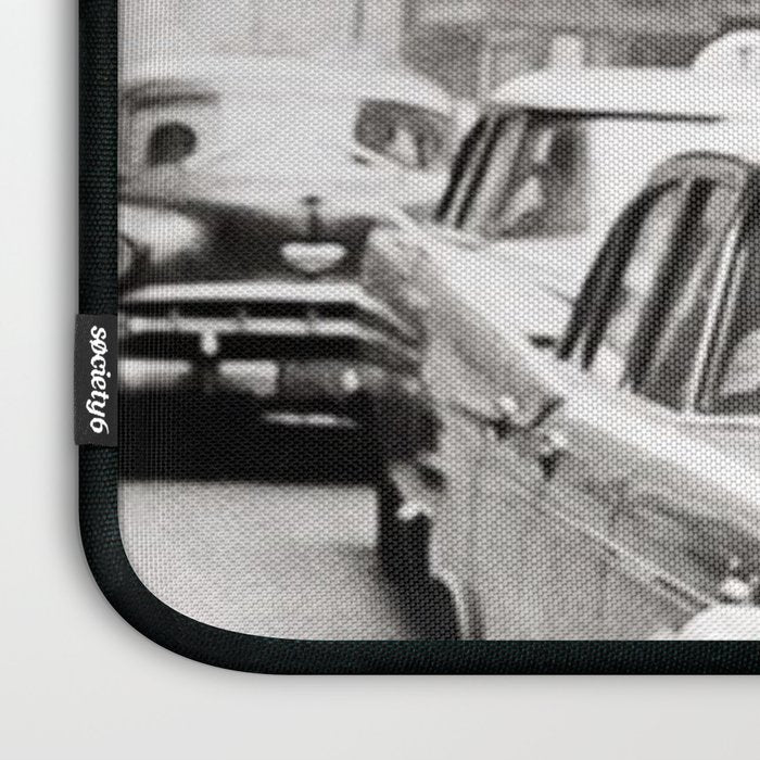 Perfect Pink Bubble Gum Llama taking a New York Taxi black and white photograph Laptop Sleeve Gallery Image 3