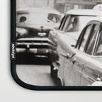 Perfect Pink Bubble Gum Llama taking a New York Taxi black and white photograph Laptop Sleeve Gallery Image 3
