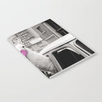 Perfect Pink Bubble Gum Llama taking a New York Taxi black and white photograph Notebook Gallery Image 2