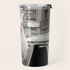 Perfect Pink Bubble Gum Llama taking a New York Taxi black and white photograph Travel Mug Gallery Image 2