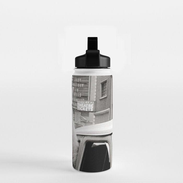 Perfect Pink Bubble Gum Llama taking a New York Taxi black and white photograph Water Bottle Gallery Image 2