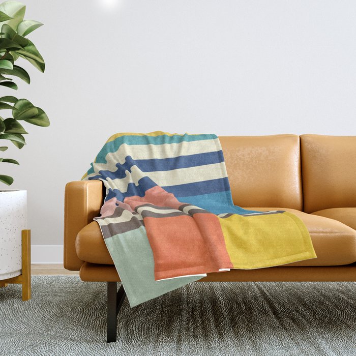 Colorful Geometric Design Bright Pastel Tones Throw Blanket Gallery Image 1