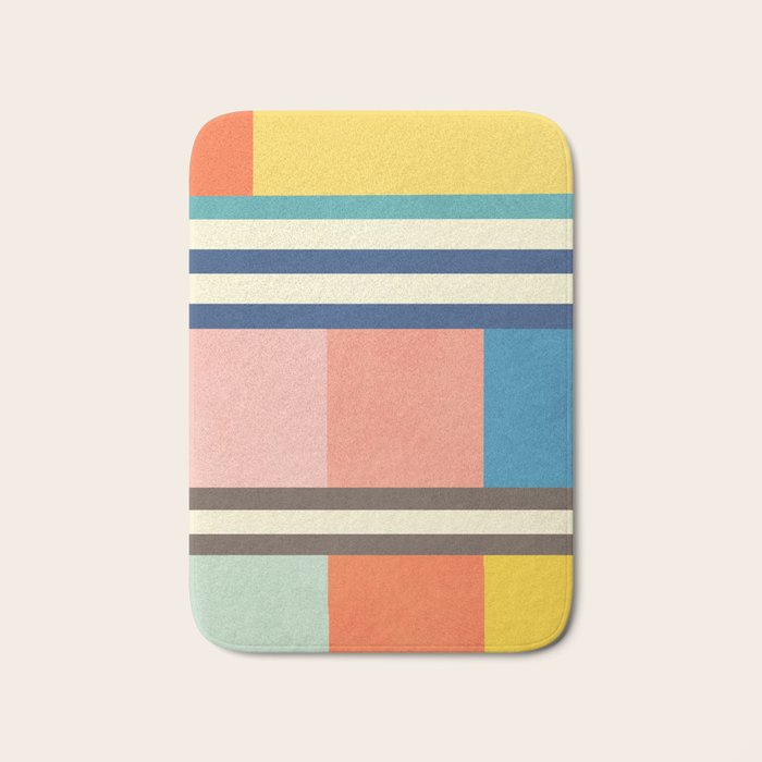 Colorful Geometric Design Bright Pastel Tones Bath Mat Gallery Image 1