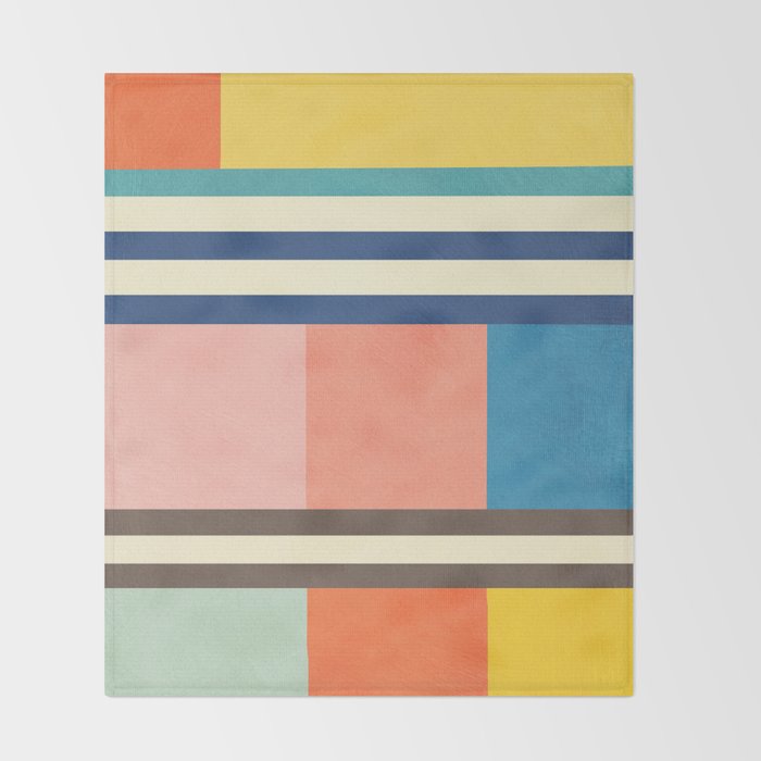 Colorful Geometric Design Bright Pastel Tones Throw Blanket Gallery Image 2