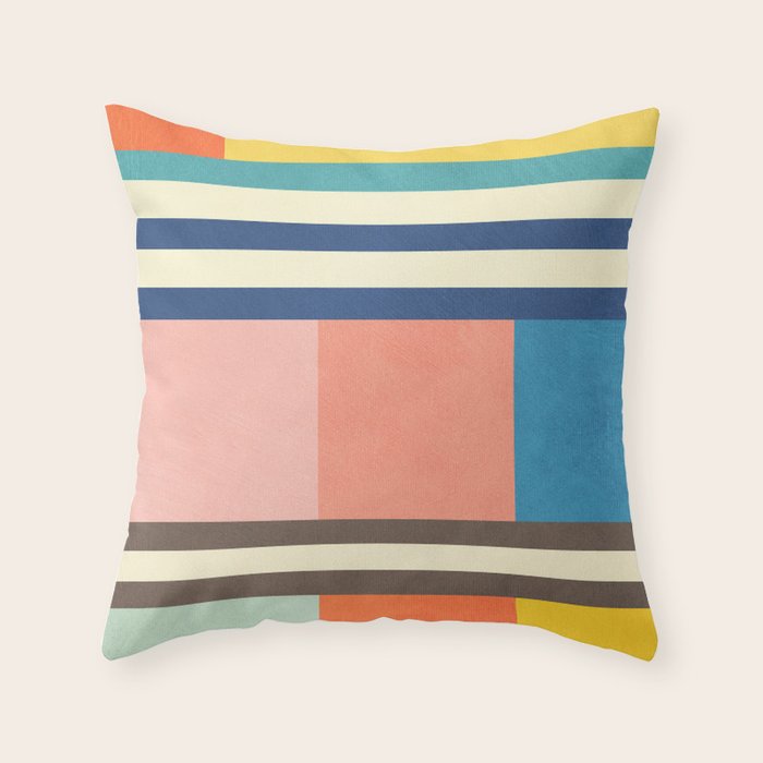 Colorful Geometric Design Bright Pastel Tones Throw Pillow Gallery Image 6