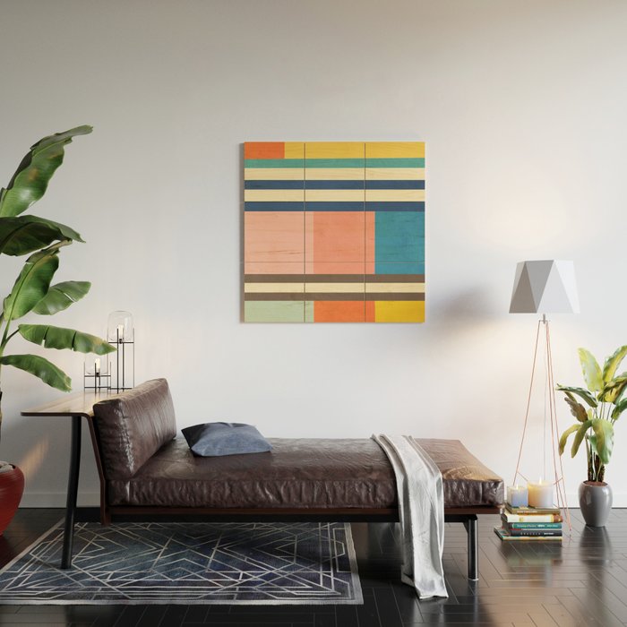 Colorful Geometric Design Bright Pastel Tones Wood Wall Art Gallery Image 2