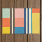 Colorful Geometric Design Bright Pastel Tones Outdoor Rug Gallery Image 1