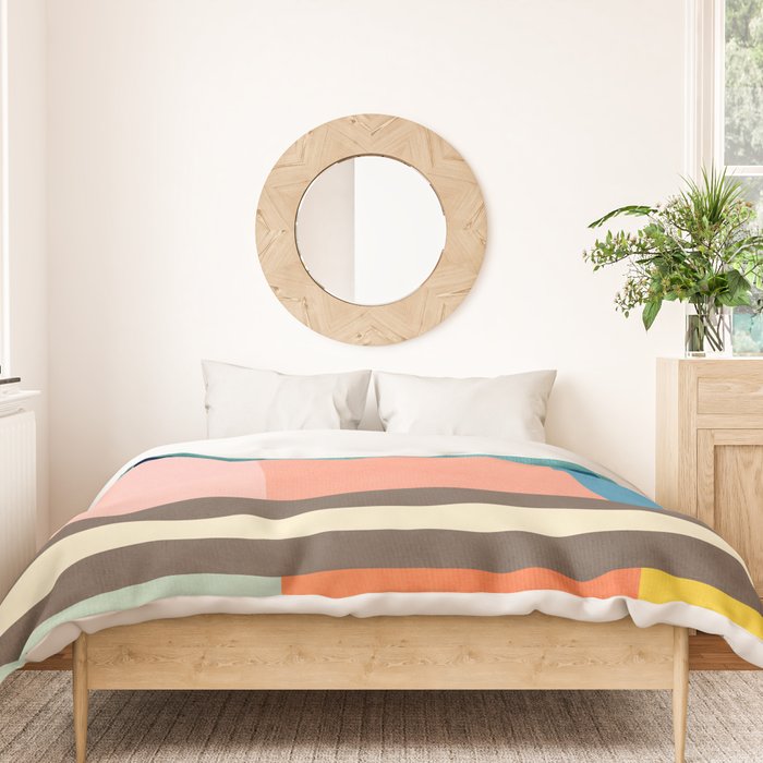 Colorful Geometric Design Bright Pastel Tones Duvet Cover Gallery Image 3