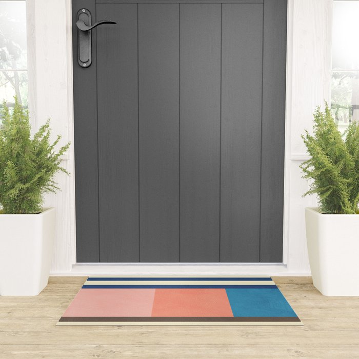 Colorful Geometric Design Bright Pastel Tones Welcome Mat Gallery Image 3