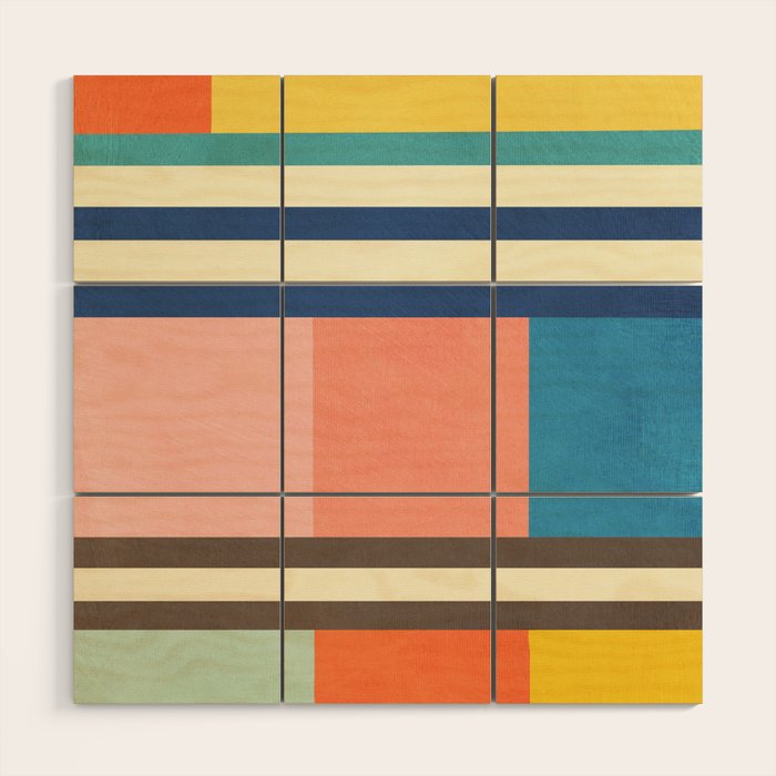 Colorful Geometric Design Bright Pastel Tones Wood Wall Art Gallery Image 1