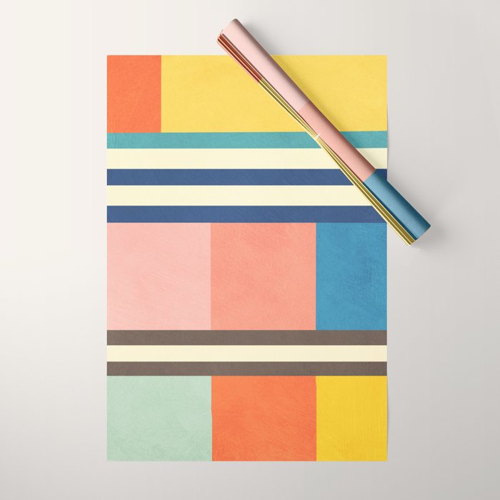 Colorful Geometric Design Bright Pastel Tones Wrapping Paper Gallery Image 1