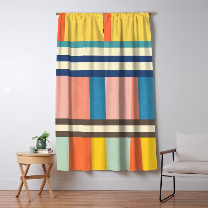 Colorful Geometric Design Bright Pastel Tones Window Curtain Gallery Image 1