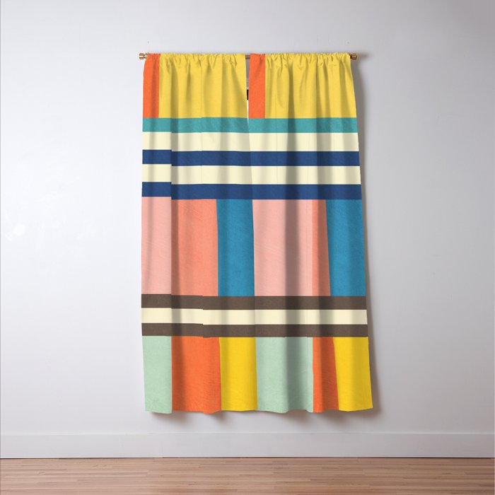 Colorful Geometric Design Bright Pastel Tones Window Curtain Gallery Image 3
