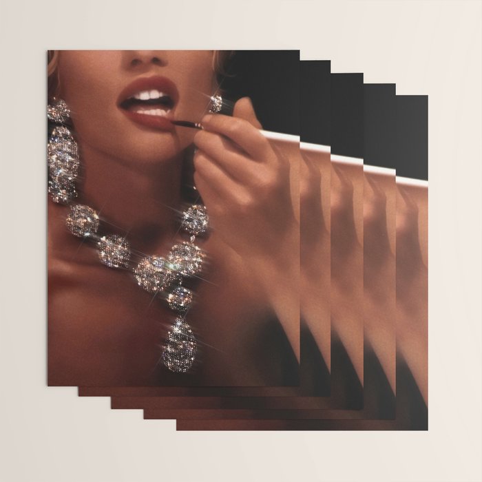 FINISH TOUCH | glitter collage art | sparkle diamonds | rich and fabulous | red lips | classic Wrapping Paper Gallery Image 3