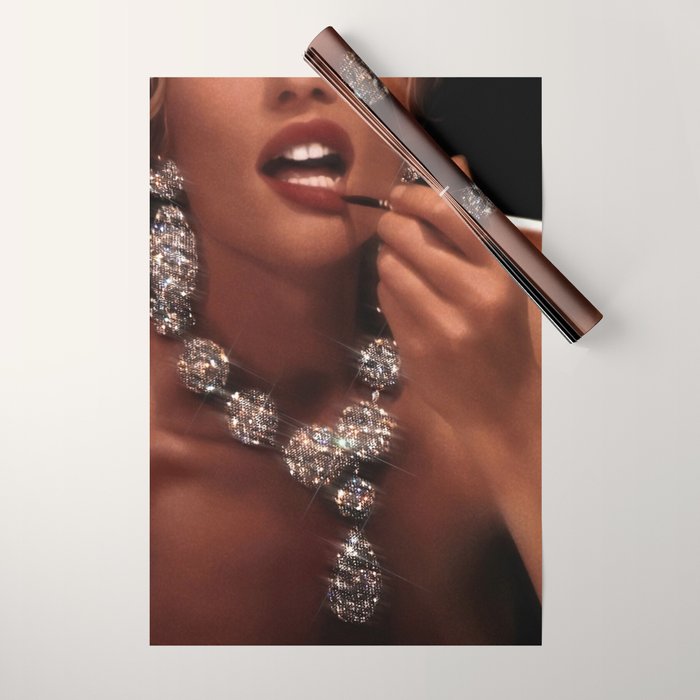 FINISH TOUCH | glitter collage art | sparkle diamonds | rich and fabulous | red lips | classic Wrapping Paper Gallery Image 1